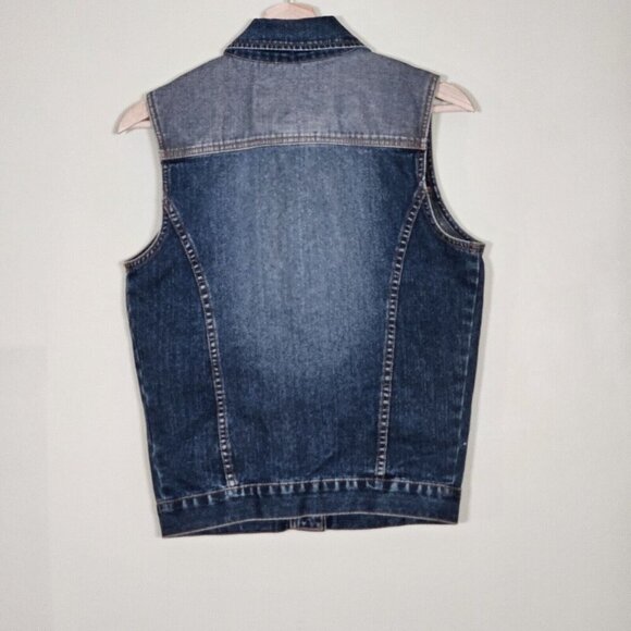 Coogi Denim Vest Womens S Blue Faded Logo Boho Perky Australia Down Under Preppy - Picture 2 of 16
